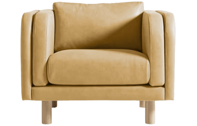 Pershing Leather Curved Chair